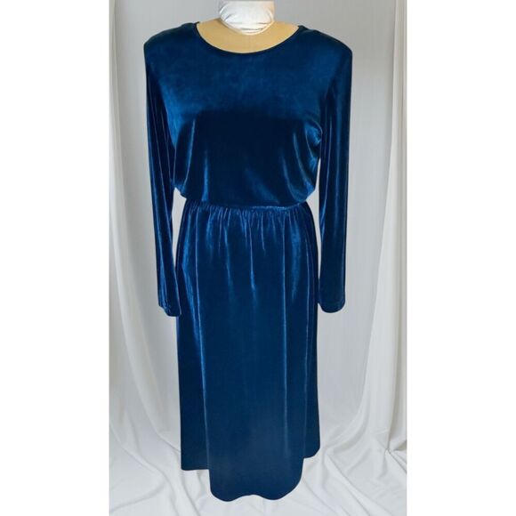 K Studio Velvet Tunic & Skirt Set Sz. 14 Teal Flattering Confortable - Picture 6 of 14